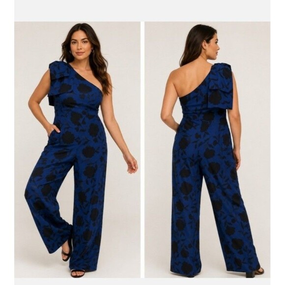 kate spade Pants - Kate Spade x Target Linen One Shoulder Wide Leg Jumpsuit Size 2 Modern Feminine